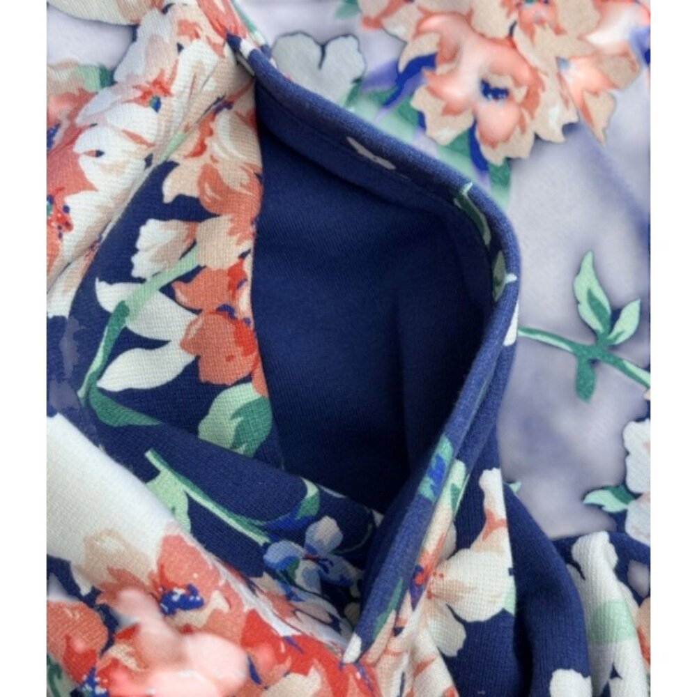 Lands End Women's Sleeveless Ponte Sheath Midi Dress Blue Floral Size 18W - Picture 8 of 16